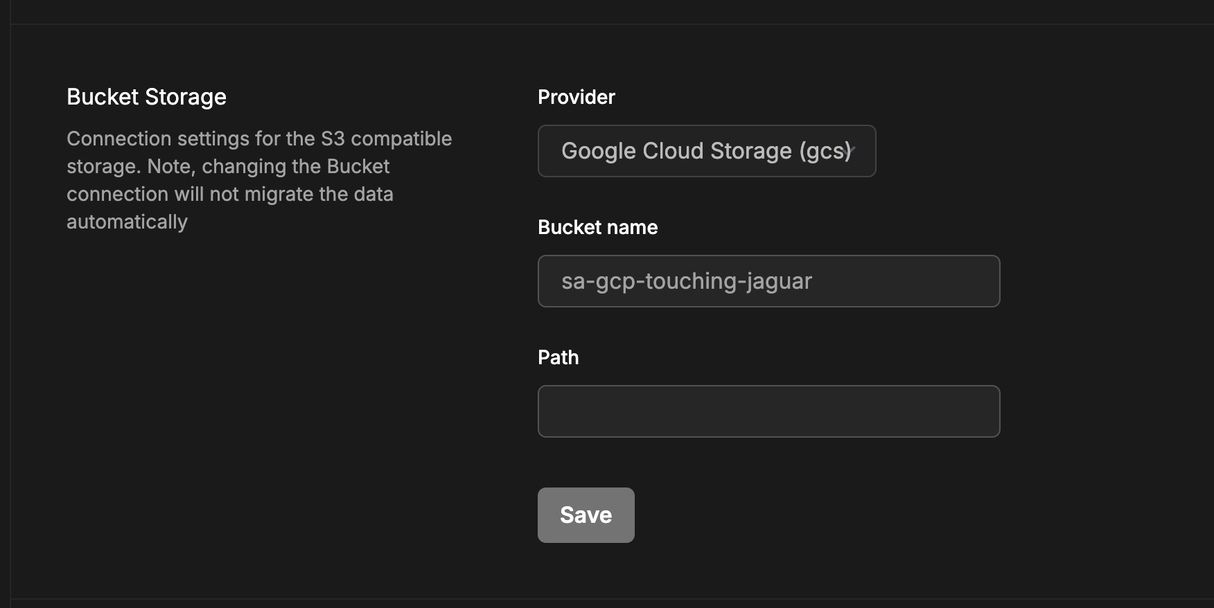 GCP file storage configuration