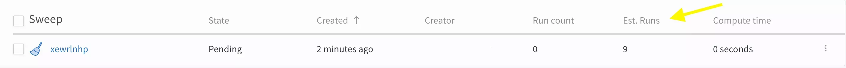 Sweep run estimation